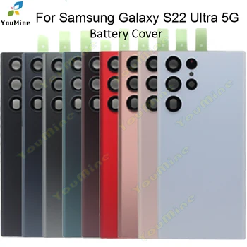 Naujas Samsung Galaxy S22 Ultra Baterijos, Galinio Dangtelio vaizdo Kameros objektyvas Durų Galinio Stiklo Būsto Atveju Galaxy S22Ultra