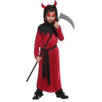 Vaikams Vaikui Berniukams, Raudonas Juodas Velnias, Demonas Skraiste Kostiumas Helovinas Puras Šalies Karnavalas Išgalvotas Cosplay Kostiumai